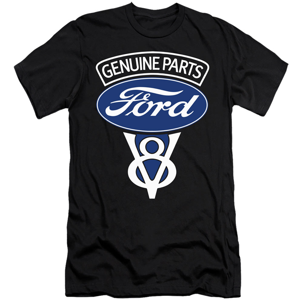 AN OFFCIALLY LICENSED FORD V8 GENUINE PARTS MEN'S PREMIUM SLIM FIT T-SHIRT BLACK