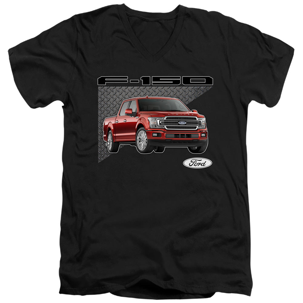AN OFFCIALLY LICENSED FORD TRUCKS F 150 MEN'S V-NECK T-SHIRT BLACK