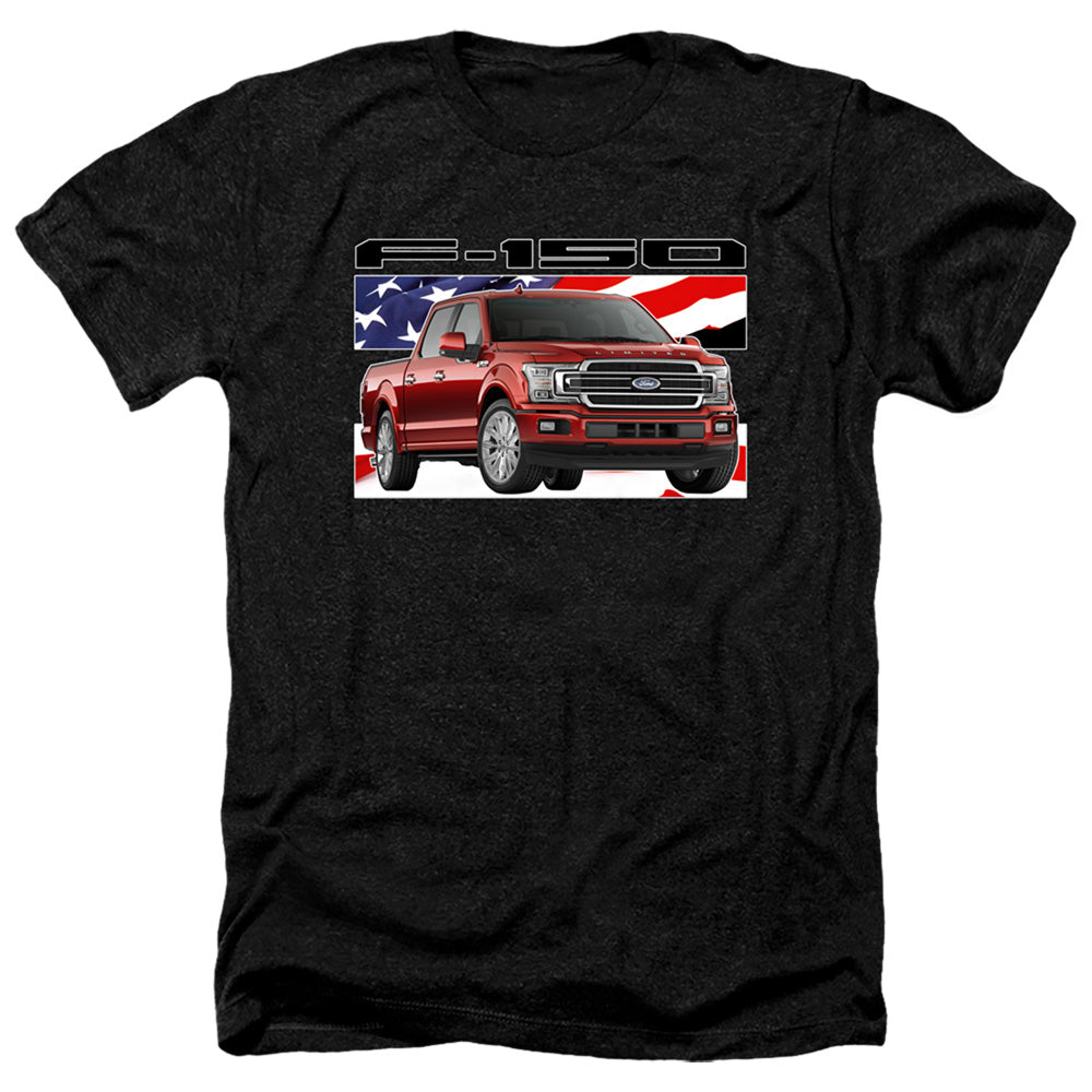 AN OFFCIALLY LICENSED FORD TRUCKS F 150 FLAG MEN'S HEATHER T-SHIRT CHARCOAL