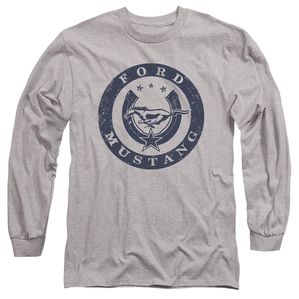 AN OFFCIALLY LICENSED FORD MUSTANG LUCKY FORD MUSTANG MEN'S LONG SLEEVE T-SHIRT ATHLETIC HEATHER