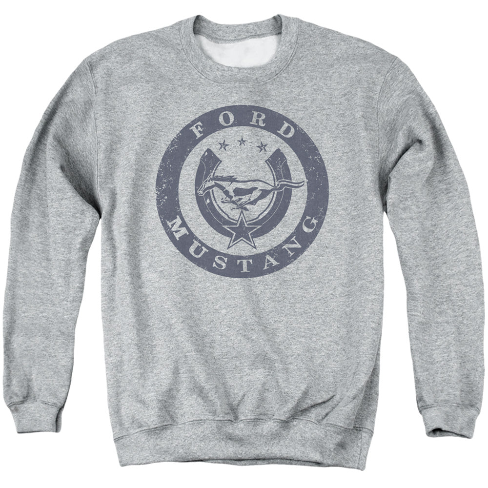 AN OFFCIALLY LICENSED FORD MUSTANG LUCKY FORD MUSTANG ADULT UNISEX CREWNECK SWEATSHIRT ATHLETIC HEATHER