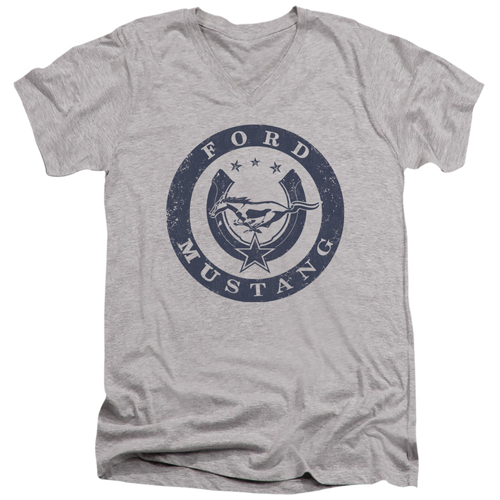 AN OFFCIALLY LICENSED FORD MUSTANG LUCKY FORD MUSTANG MEN'S V-NECK T-SHIRT ATHLETIC HEATHER
