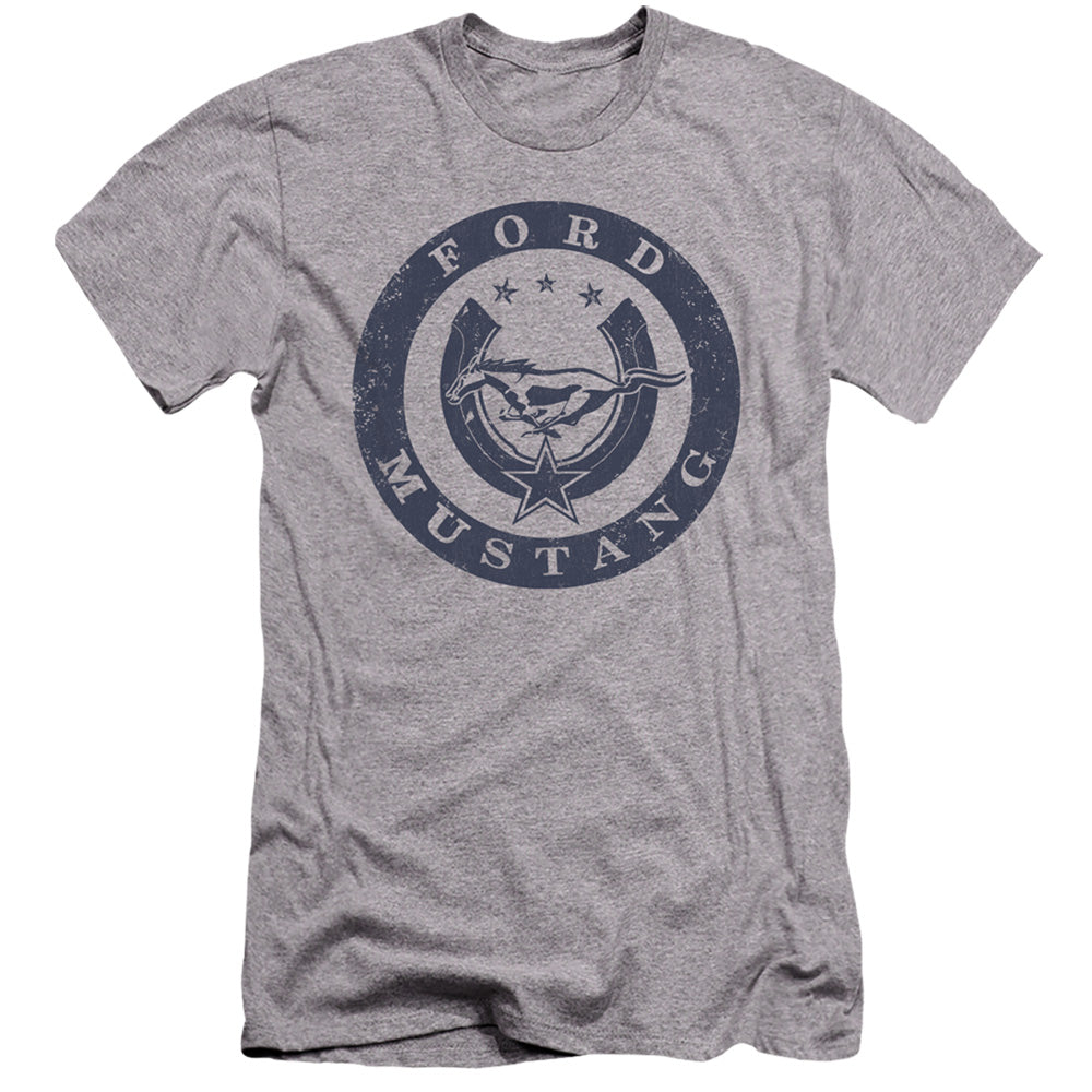 AN OFFCIALLY LICENSED FORD MUSTANG LUCKY FORD MUSTANG MEN'S PREMIUM SLIM FIT T-SHIRT ATHLETIC HEATHER