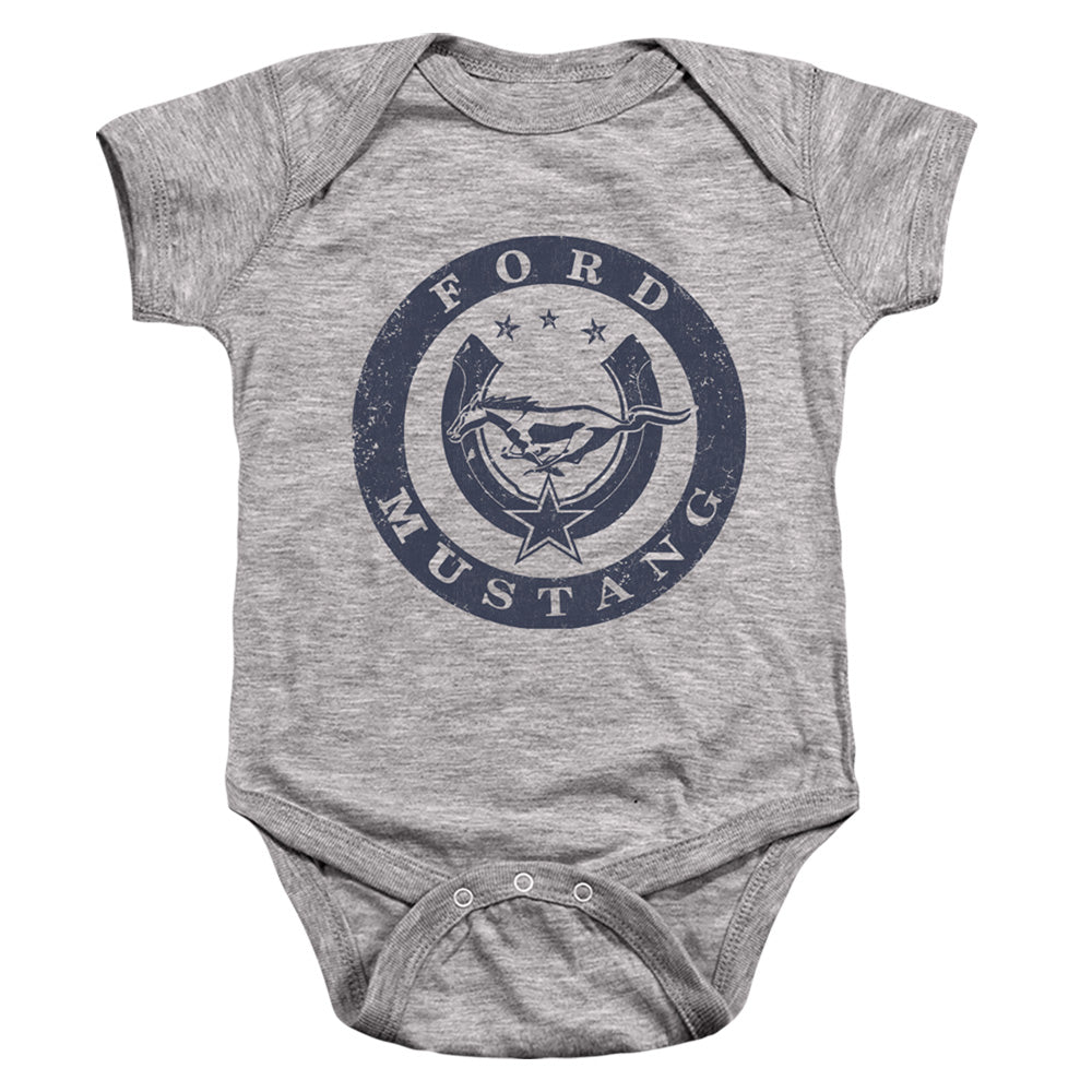 AN OFFCIALLY LICENSED FORD MUSTANG LUCKY FORD MUSTANG BABY BODYSUIT ATHLETIC HEATHER