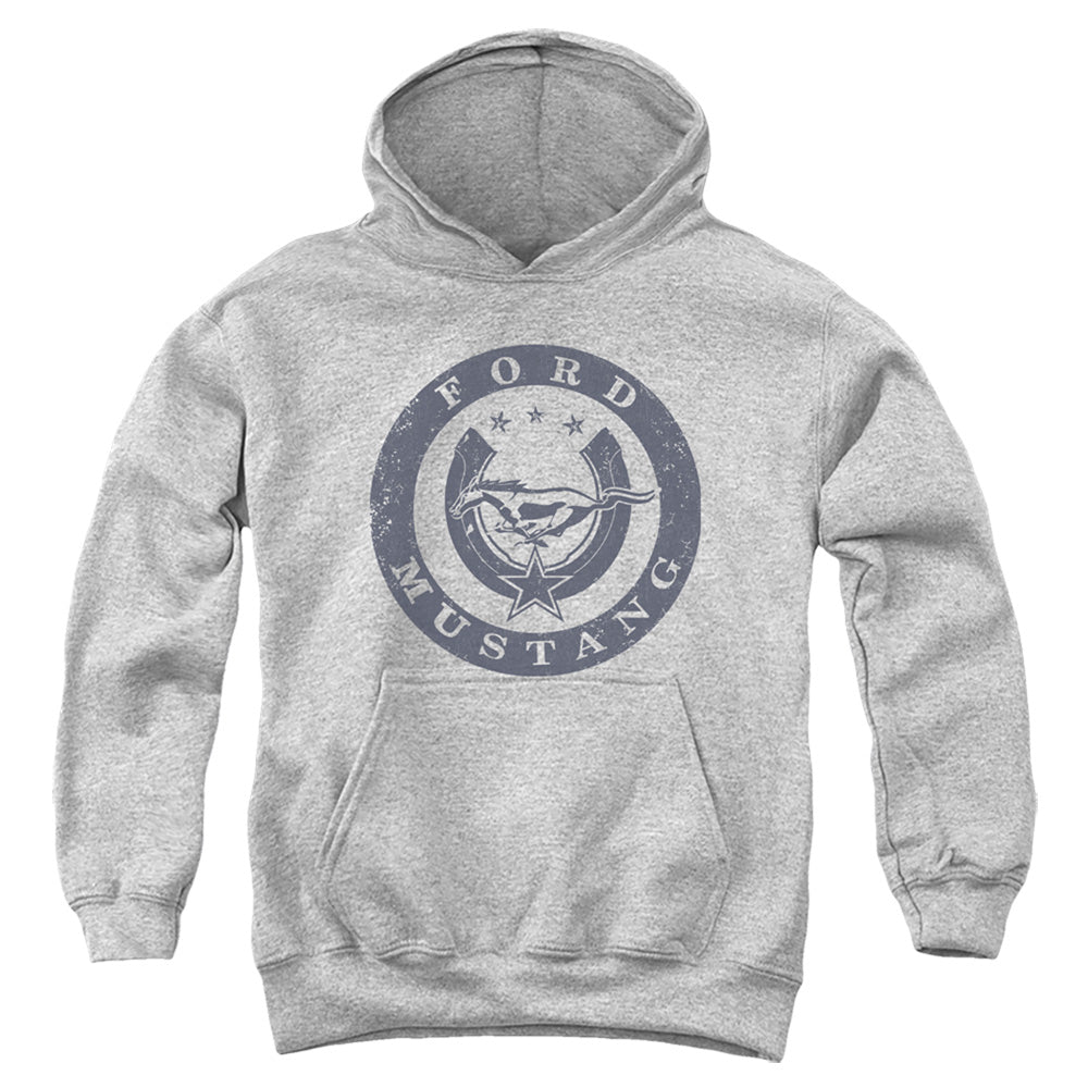 AN OFFCIALLY LICENSED FORD MUSTANG LUCKY FORD MUSTANG YOUTH HOODIE ATHLETIC HEATHER