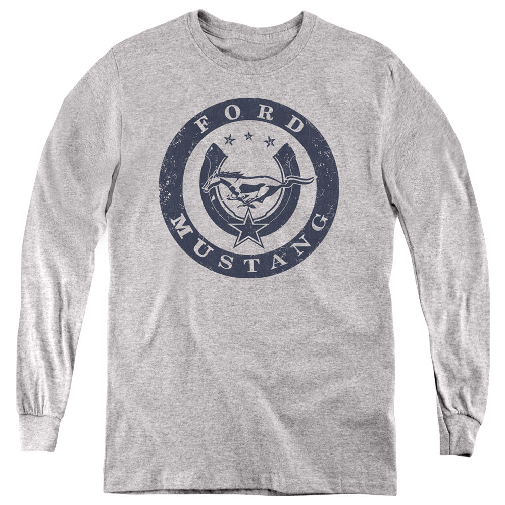 AN OFFCIALLY LICENSED FORD MUSTANG LUCKY FORD MUSTANG YOUTH LONG SLEEVE T-SHIRT ATHLETIC HEATHER
