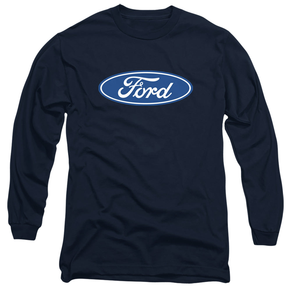 AN OFFCIALLY LICENSED FORD DIMENSIONAL LOGO MEN'S LONG SLEEVE T-SHIRT NAVY