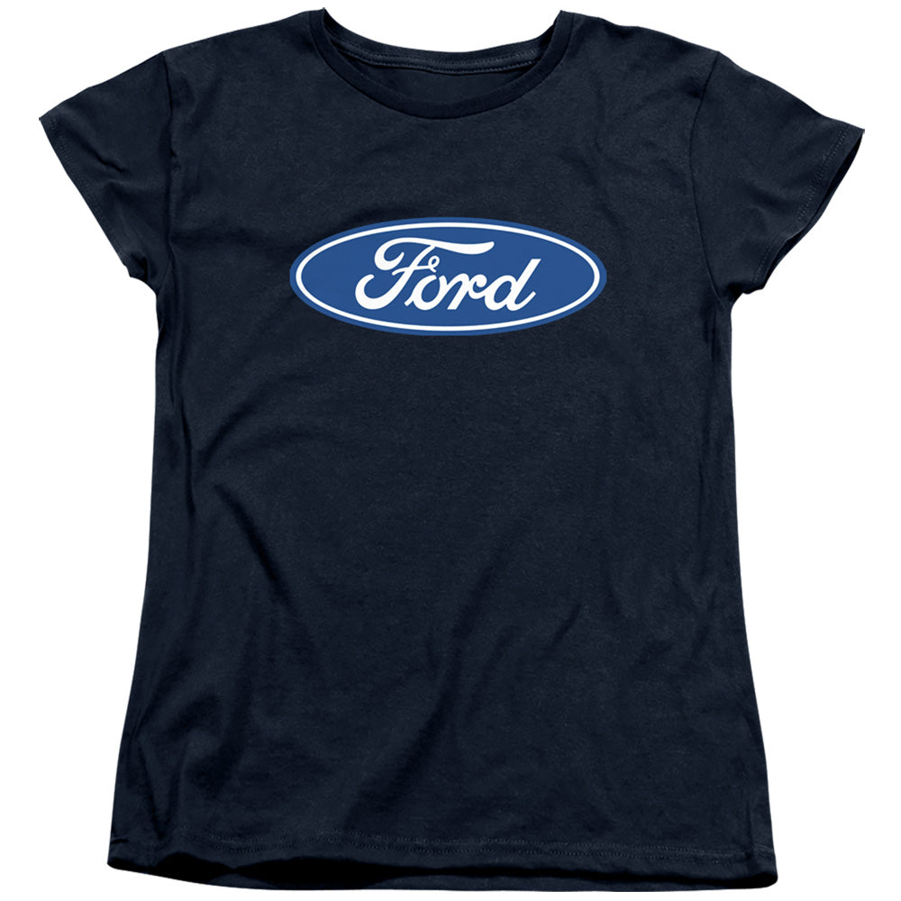 AN OFFCIALLY LICENSED FORD DIMENSIONAL LOGO WOMEN'S REGULAR FIT T-SHIRT NAVY
