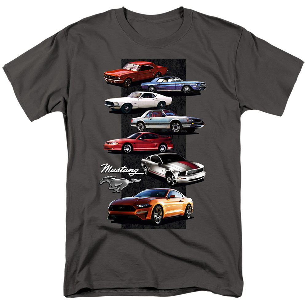 AN OFFCIALLY LICENSED FORD MUSTANG MUSTANG STACK MEN'S REGULAR FIT T-SHIRT CHARCOAL
