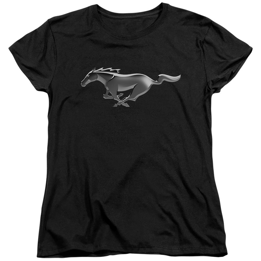AN OFFCIALLY LICENSED FORD MUSTANG MODERN MUSTANG WOMEN'S REGULAR FIT T-SHIRT BLACK