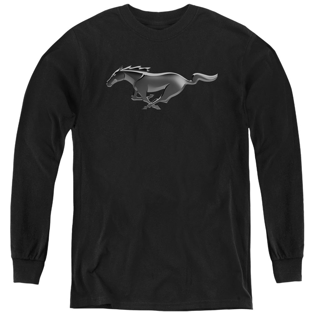 AN OFFCIALLY LICENSED FORD MUSTANG MODERN MUSTANG YOUTH LONG SLEEVE T-SHIRT BLACK