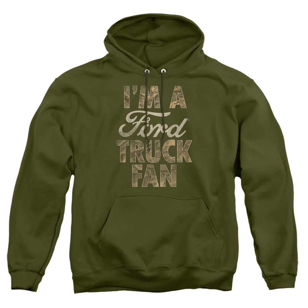 AN OFFCIALLY LICENSED FORD FORD TRUCK MAN CAMO ADULT UNISEX PULLOVER HOODIE MILITARY GREEN