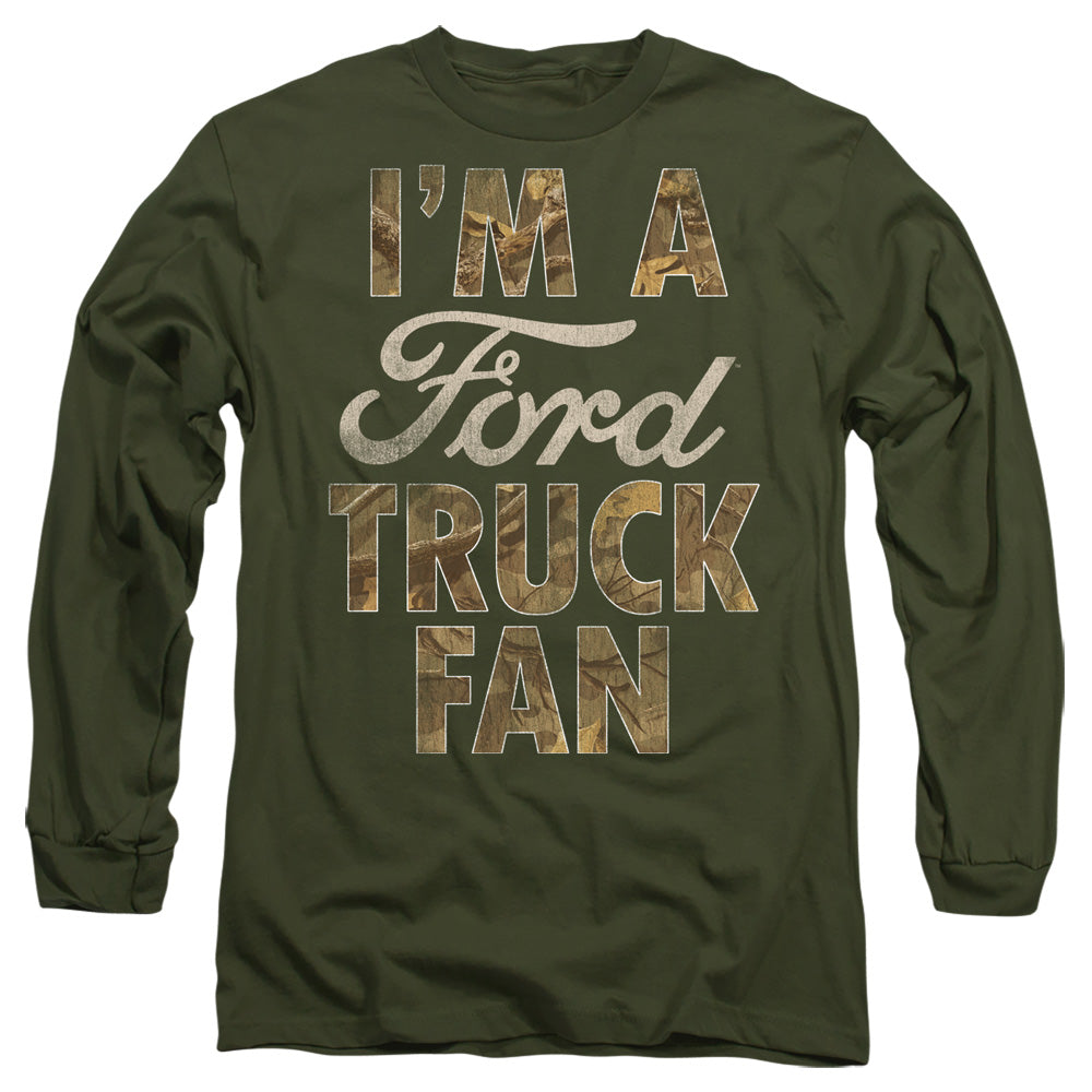 AN OFFCIALLY LICENSED FORD FORD TRUCK MAN CAMO MEN'S LONG SLEEVE T-SHIRT MILITARY GREEN