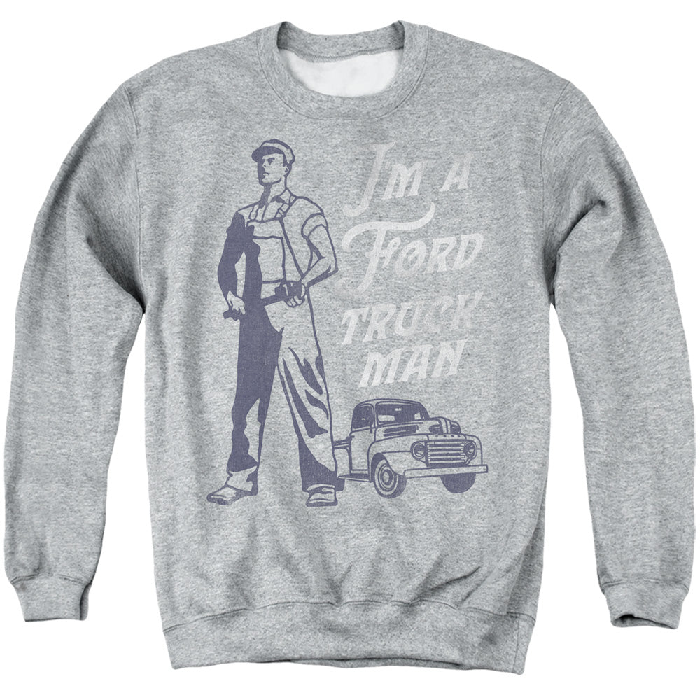 AN OFFCIALLY LICENSED FORD FORD TRUCK MAN CLASSIC ADULT UNISEX CREWNECK SWEATSHIRT ATHLETIC HEATHER