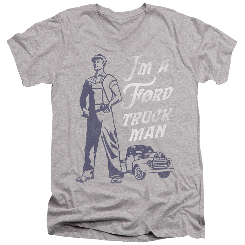 AN OFFCIALLY LICENSED FORD FORD TRUCK MAN CLASSIC MEN'S V-NECK T-SHIRT ATHLETIC HEATHER