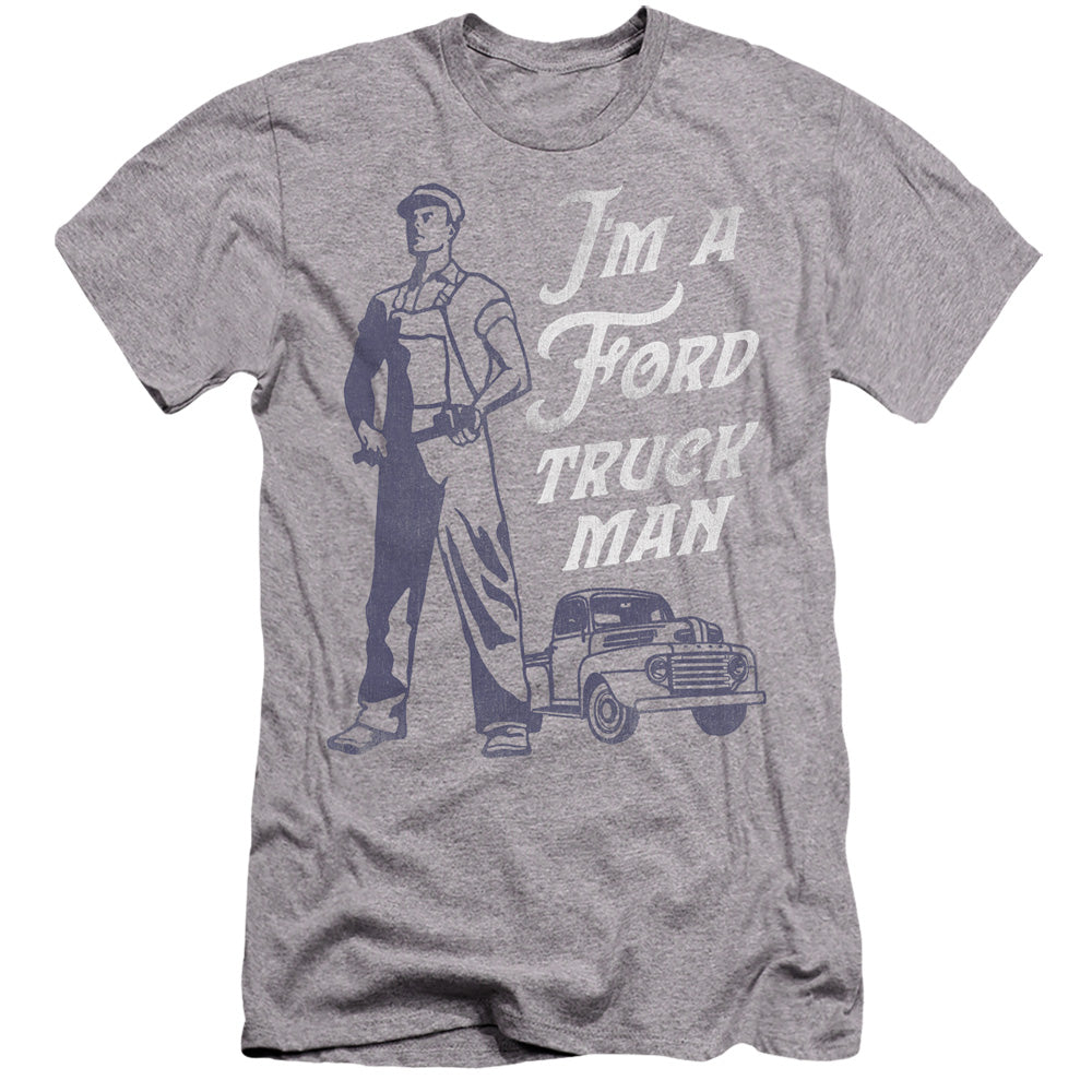 AN OFFCIALLY LICENSED FORD FORD TRUCK MAN CLASSIC MEN'S PREMIUM SLIM FIT T-SHIRT ATHLETIC HEATHER