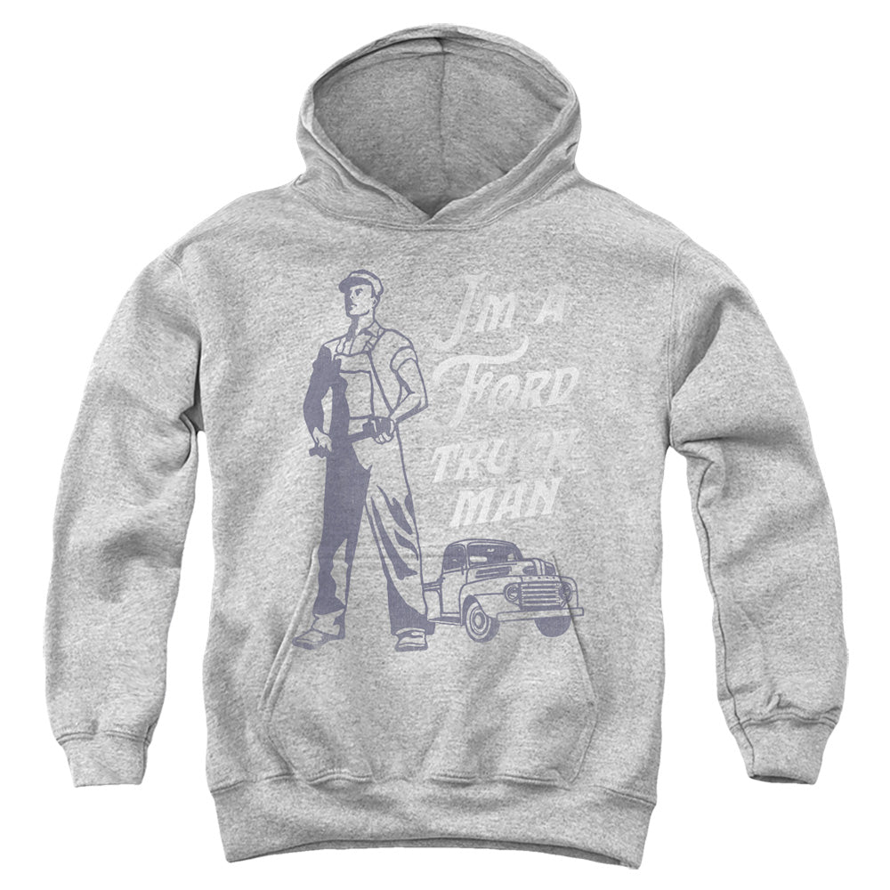 AN OFFCIALLY LICENSED FORD FORD TRUCK MAN CLASSIC YOUTH HOODIE ATHLETIC HEATHER