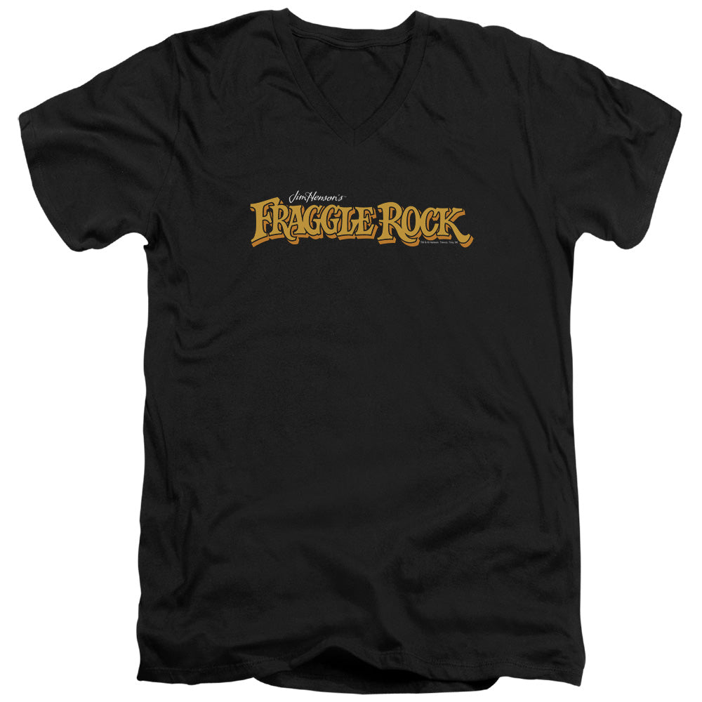 AN OFFCIALLY LICENSED FRAGGLE ROCK LOGO MEN'S V-NECK T-SHIRT BLACK