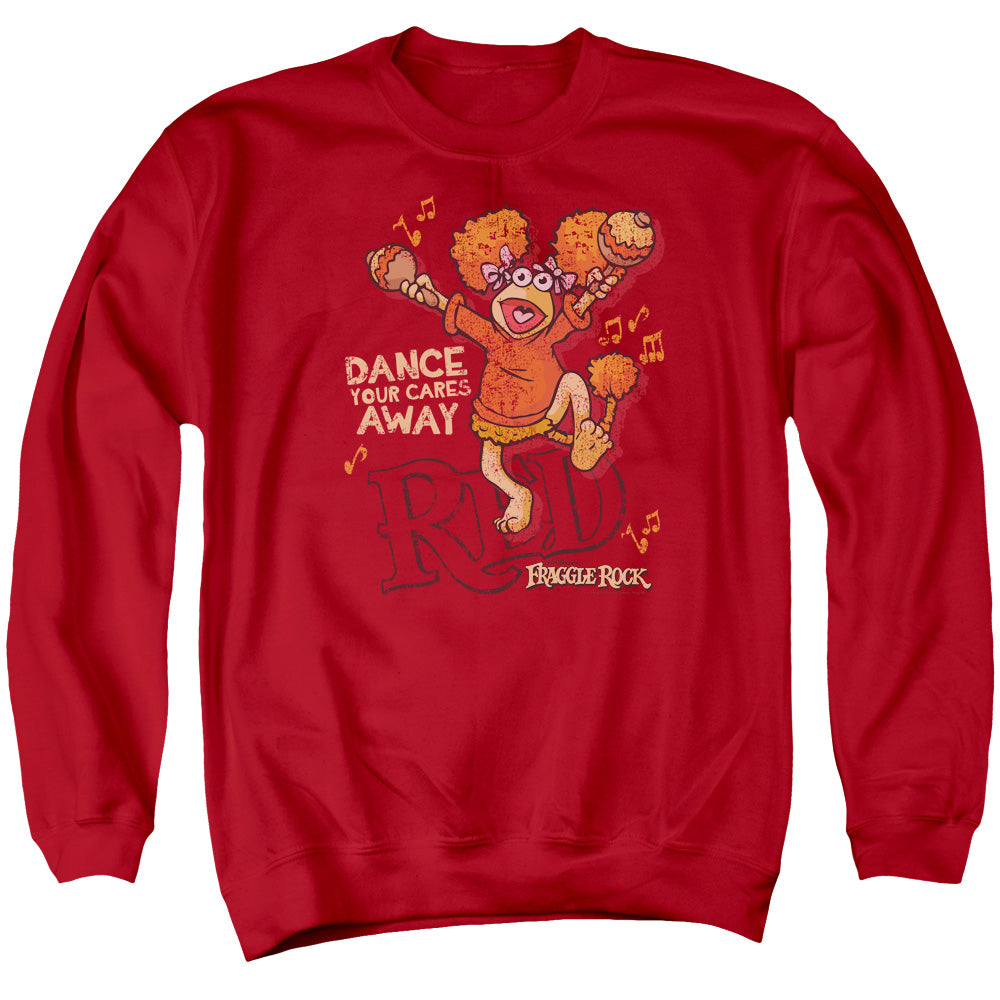 AN OFFCIALLY LICENSED FRAGGLE ROCK DANCE ADULT UNISEX CREWNECK SWEATSHIRT RED