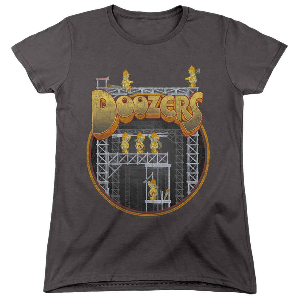 AN OFFCIALLY LICENSED FRAGGLE ROCK DOOZERS CONSTRUCTION WOMEN'S REGULAR FIT T-SHIRT CHARCOAL