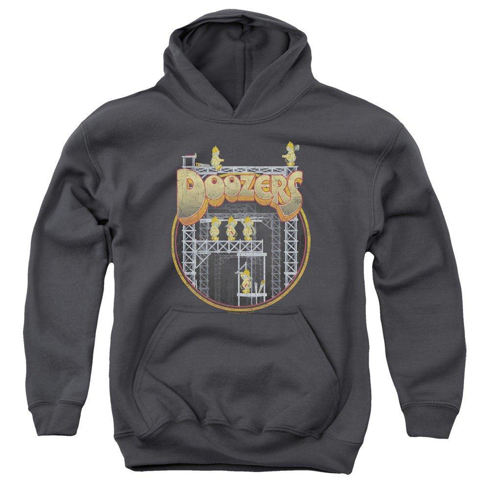 AN OFFCIALLY LICENSED FRAGGLE ROCK DOOZERS CONSTRUCTION YOUTH HOODIE CHARCOAL