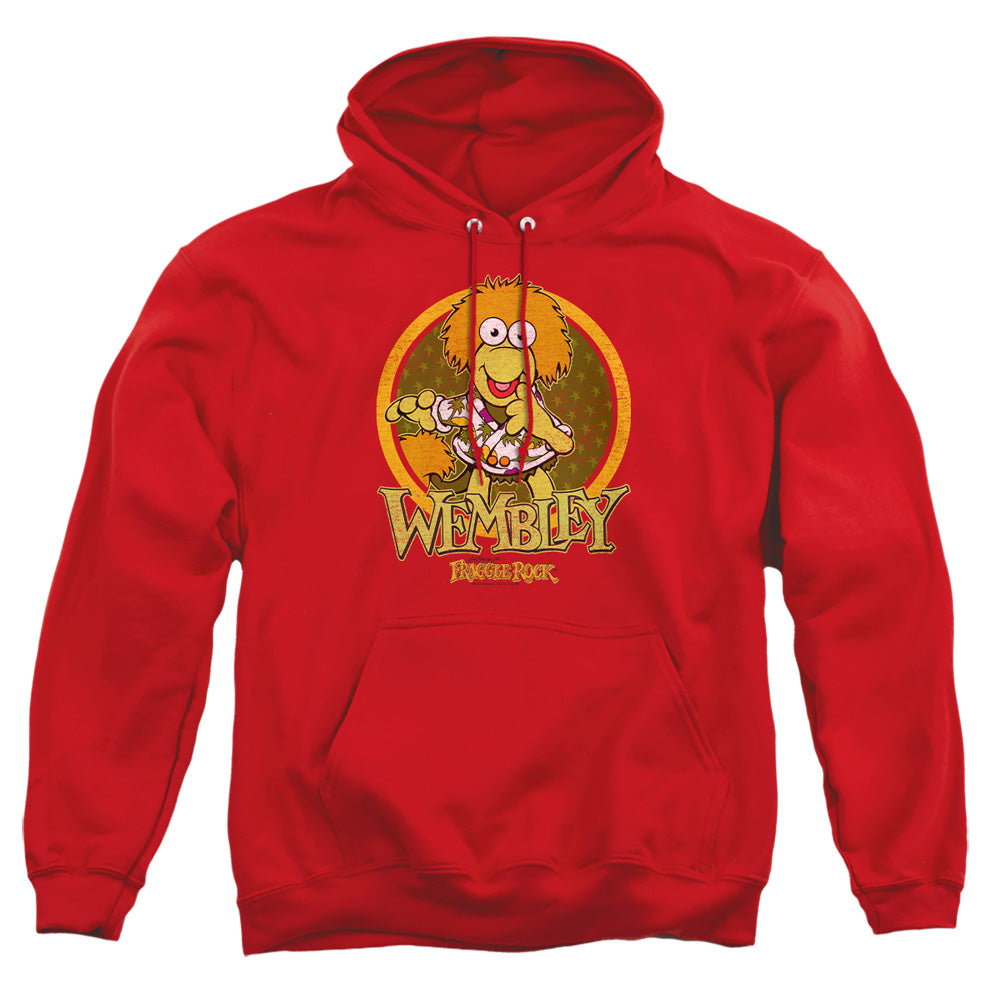 AN OFFCIALLY LICENSED FRAGGLE ROCK WEMBLEY CIRCLE ADULT UNISEX PULLOVER HOODIE RED