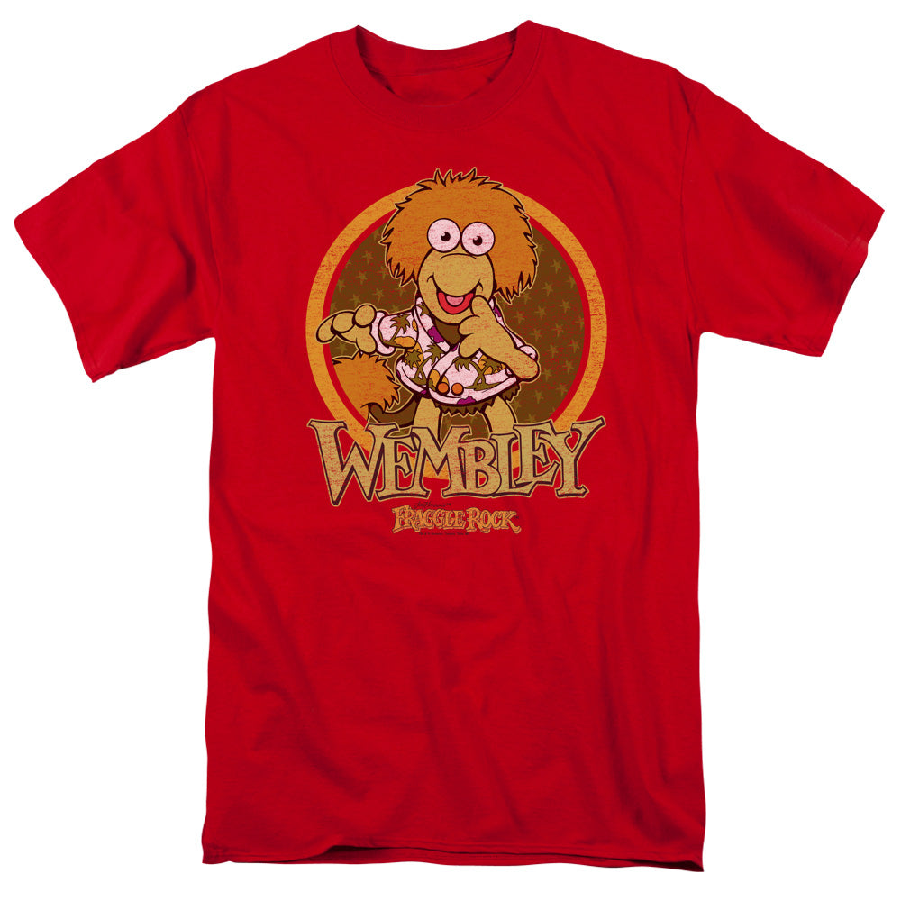 AN OFFCIALLY LICENSED FRAGGLE ROCK WEMBLEY CIRCLE MEN'S REGULAR FIT T-SHIRT RED