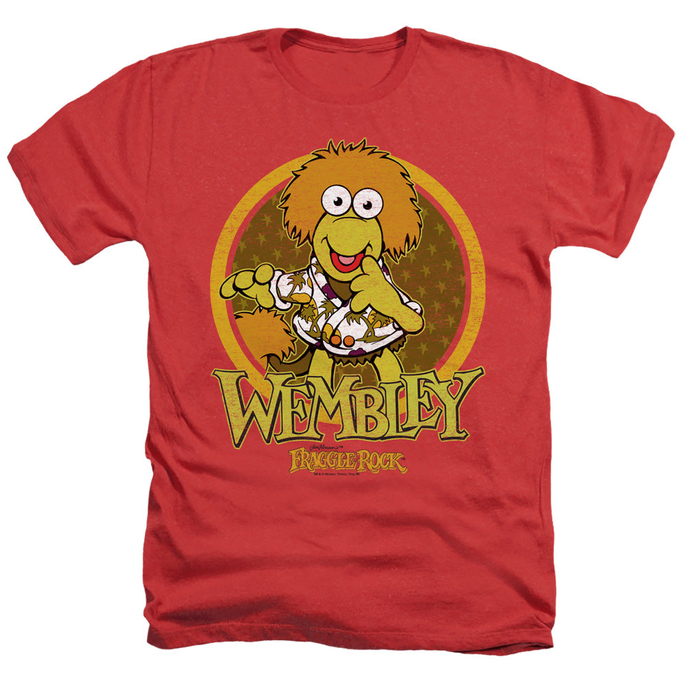 AN OFFCIALLY LICENSED FRAGGLE ROCK WEMBLEY CIRCLE MEN'S HEATHER T-SHIRT RED