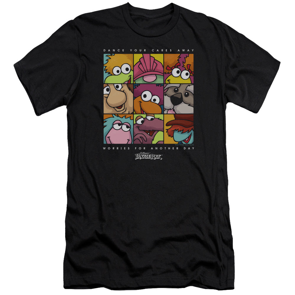 AN OFFCIALLY LICENSED FRAGGLE ROCK SQUARED MEN'S PREMIUM SLIM FIT T-SHIRT BLACK