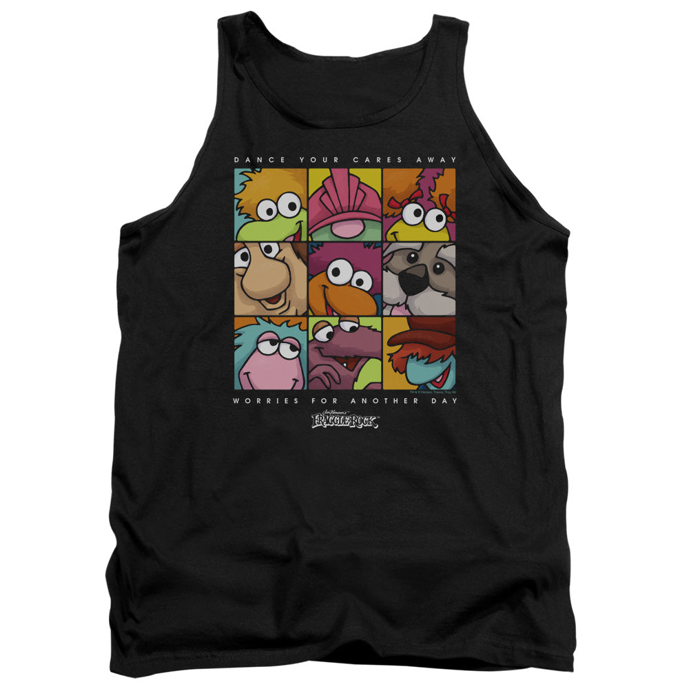 AN OFFCIALLY LICENSED FRAGGLE ROCK SQUARED ADULT UNISEX TANK TOP BLACK