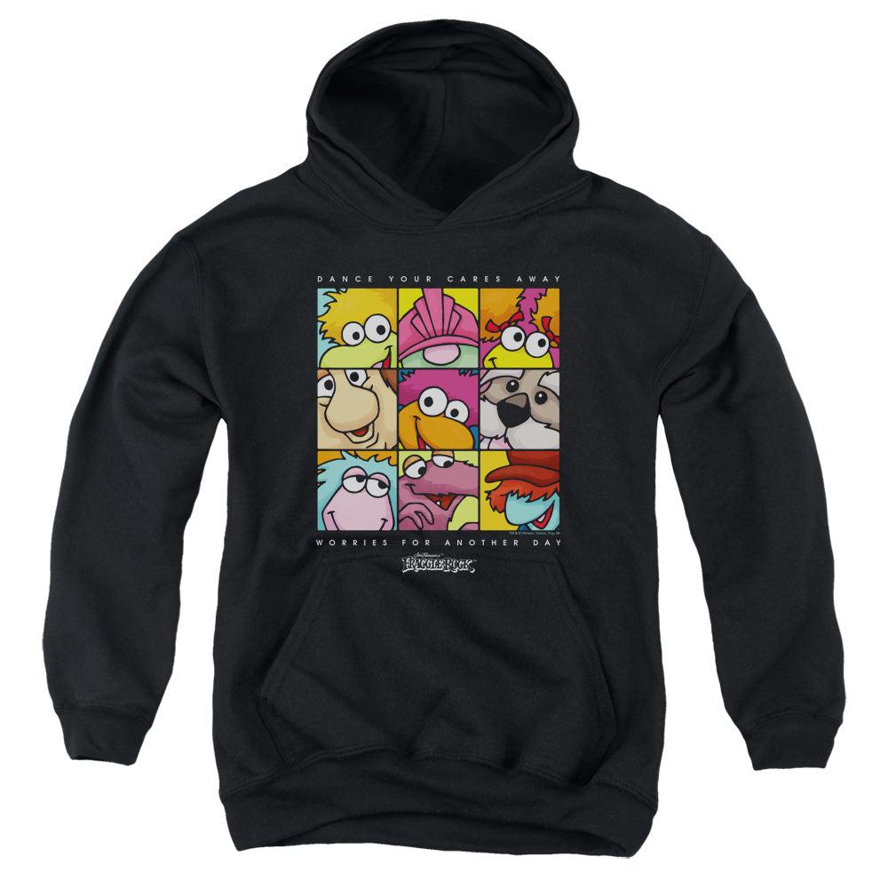 AN OFFCIALLY LICENSED FRAGGLE ROCK SQUARED YOUTH HOODIE BLACK