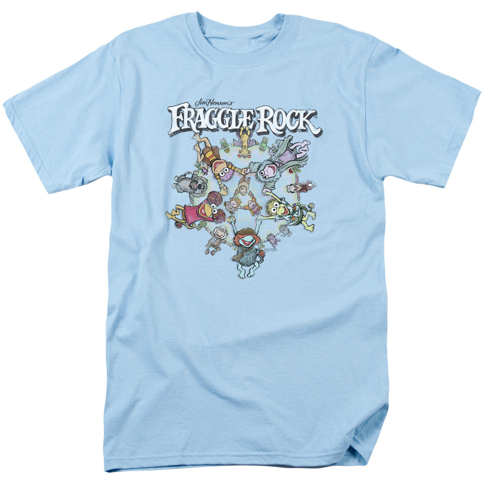 AN OFFCIALLY LICENSED FRAGGLE ROCK SPINNING GANG MEN'S REGULAR FIT T-SHIRT LIGHT BLUE