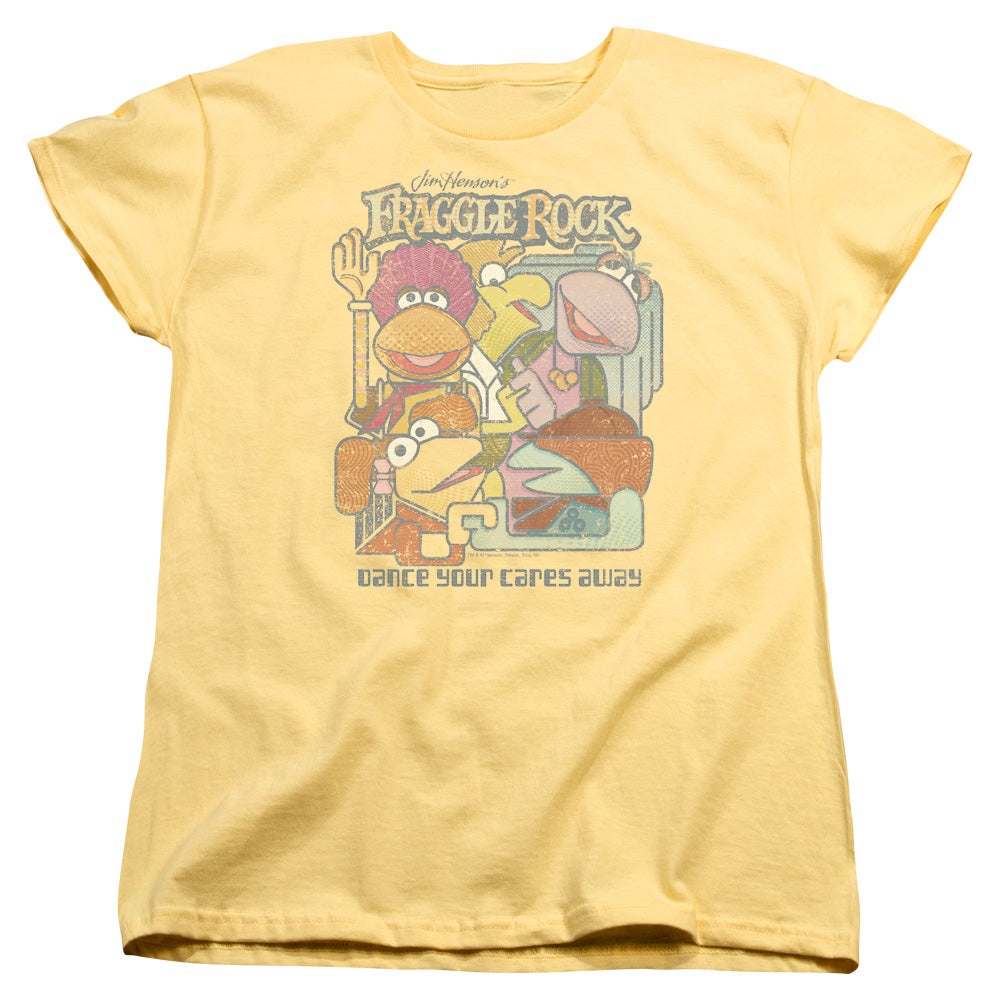 AN OFFCIALLY LICENSED FRAGGLE ROCK FRAGGLE ABSTRACT WOMEN'S REGULAR FIT T-SHIRT BANANA
