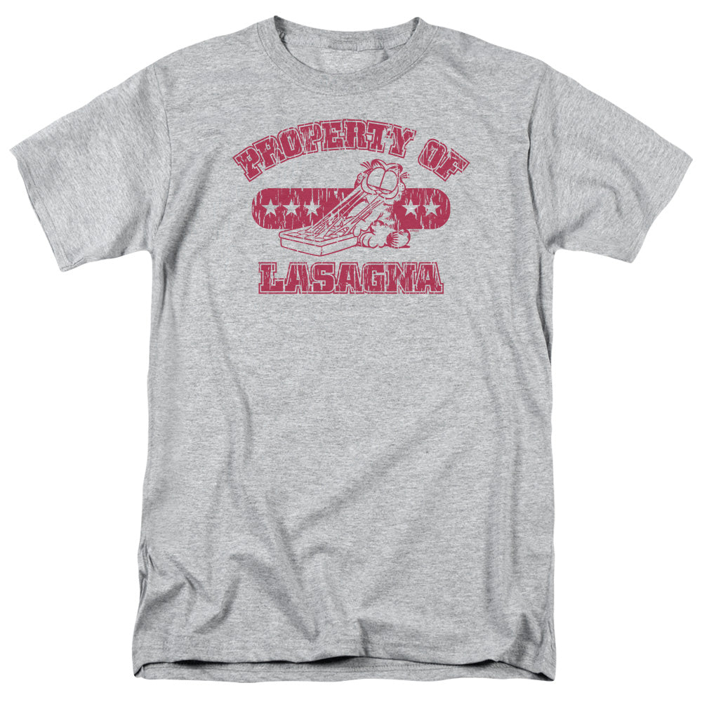 AN OFFCIALLY LICENSED GARFIELD PROPERTY OF LASAGNA MEN'S REGULAR FIT T-SHIRT ATHLETIC HEATHER