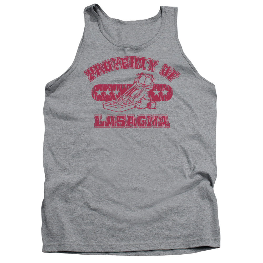 AN OFFCIALLY LICENSED GARFIELD PROPERTY OF LASAGNA ADULT UNISEX TANK TOP ATHLETIC HEATHER