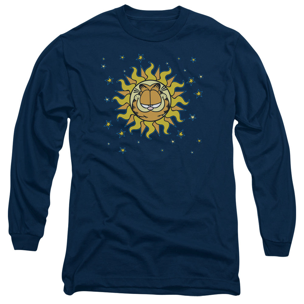 AN OFFCIALLY LICENSED GARFIELD CELESTIAL MEN'S LONG SLEEVE T-SHIRT NAVY