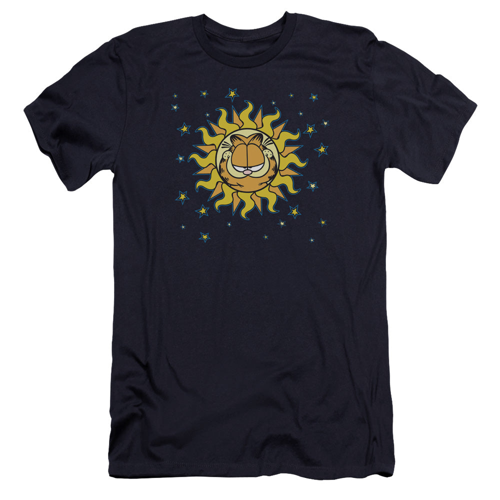 AN OFFCIALLY LICENSED GARFIELD CELESTIAL MEN'S PREMIUM SLIM FIT T-SHIRT NAVY