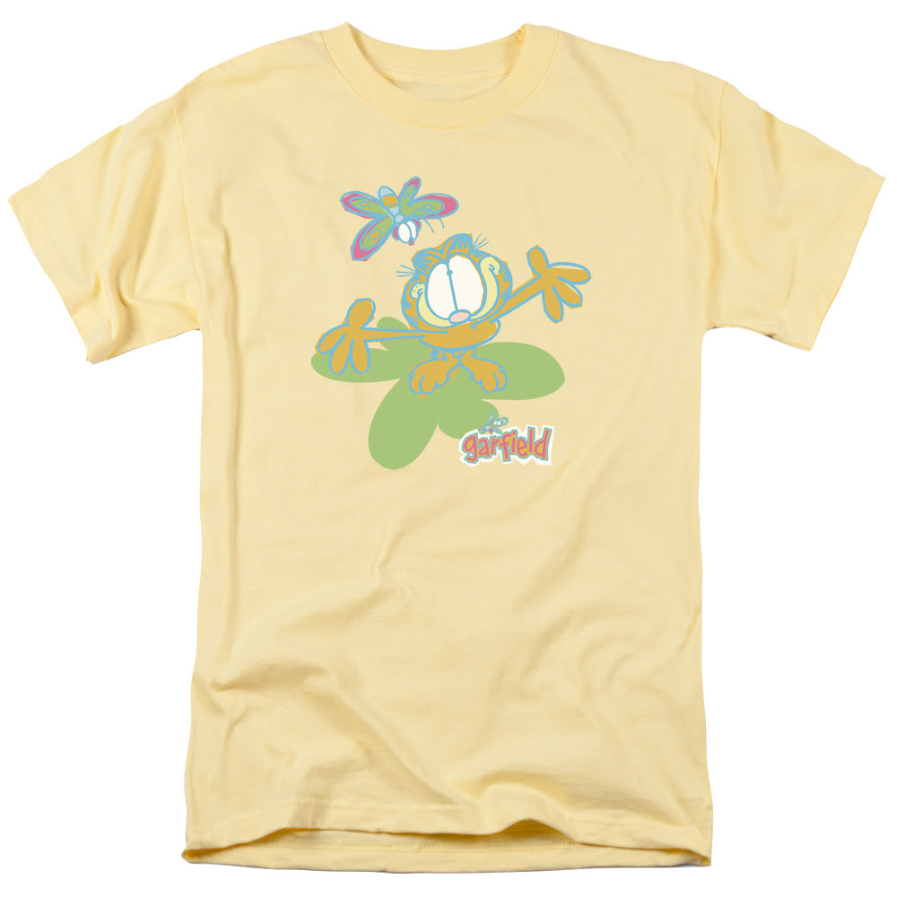 AN OFFCIALLY LICENSED GARFIELD BUTTERFLY MEN'S REGULAR FIT T-SHIRT BANANA