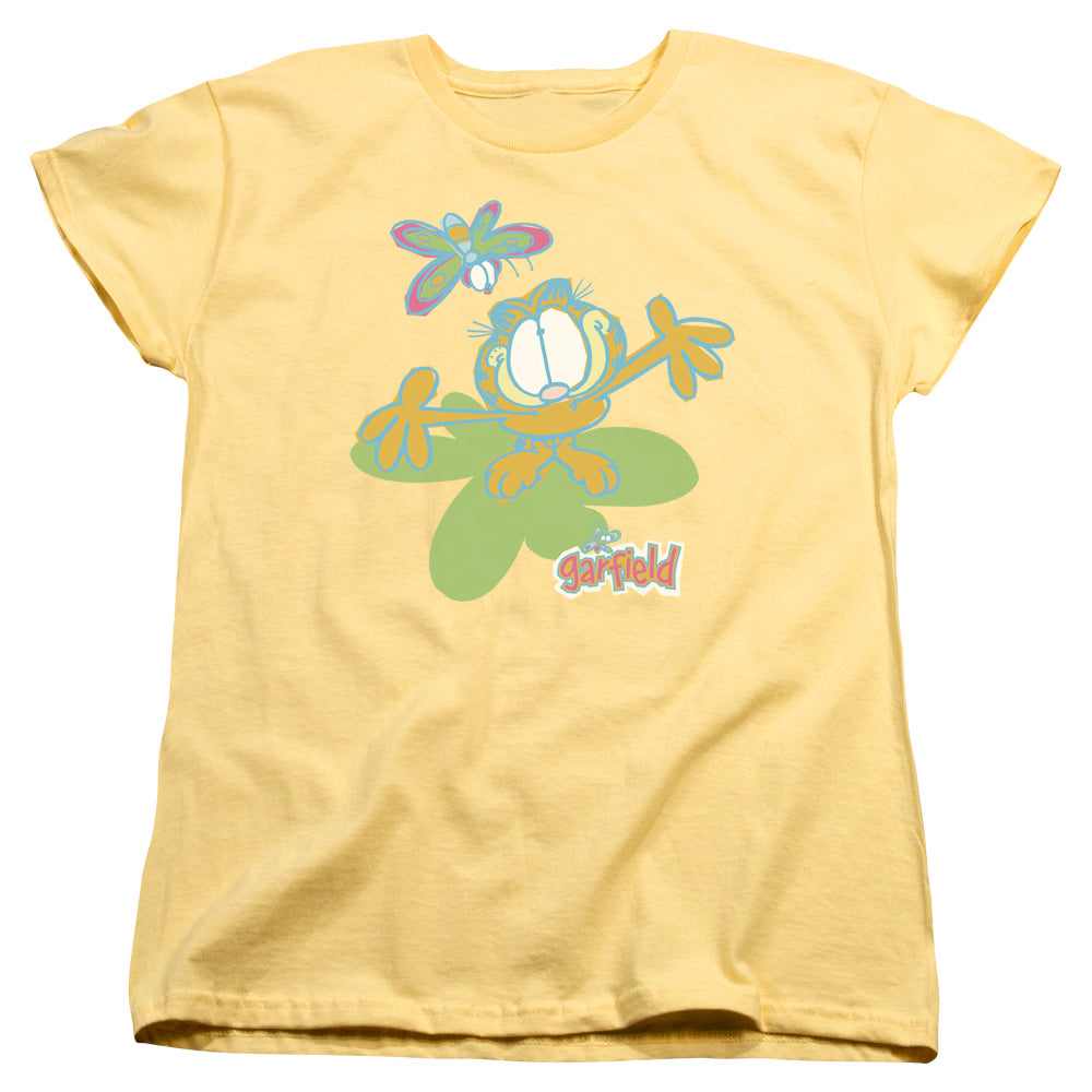 AN OFFCIALLY LICENSED GARFIELD BUTTERFLY WOMEN'S REGULAR FIT T-SHIRT BANANA