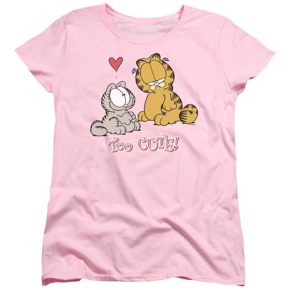 AN OFFCIALLY LICENSED GARFIELD TOO CUTE WOMEN'S REGULAR FIT T-SHIRT PINK