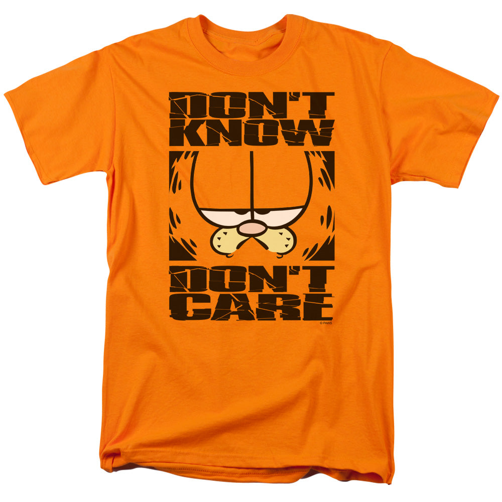 AN OFFCIALLY LICENSED GARFIELD DONT KNOW DONT CARE MEN'S REGULAR FIT T-SHIRT ORANGE
