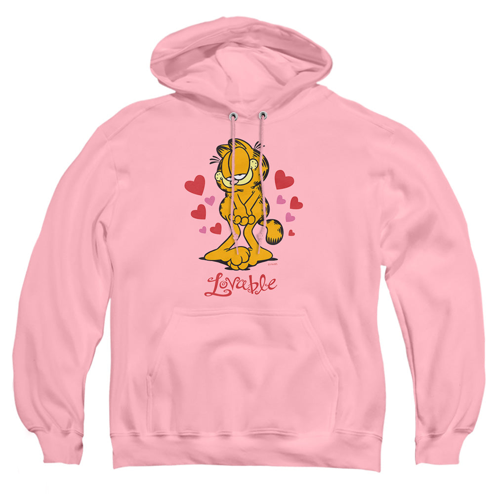 AN OFFCIALLY LICENSED GARFIELD LOVABLE ADULT UNISEX PULLOVER HOODIE PINK