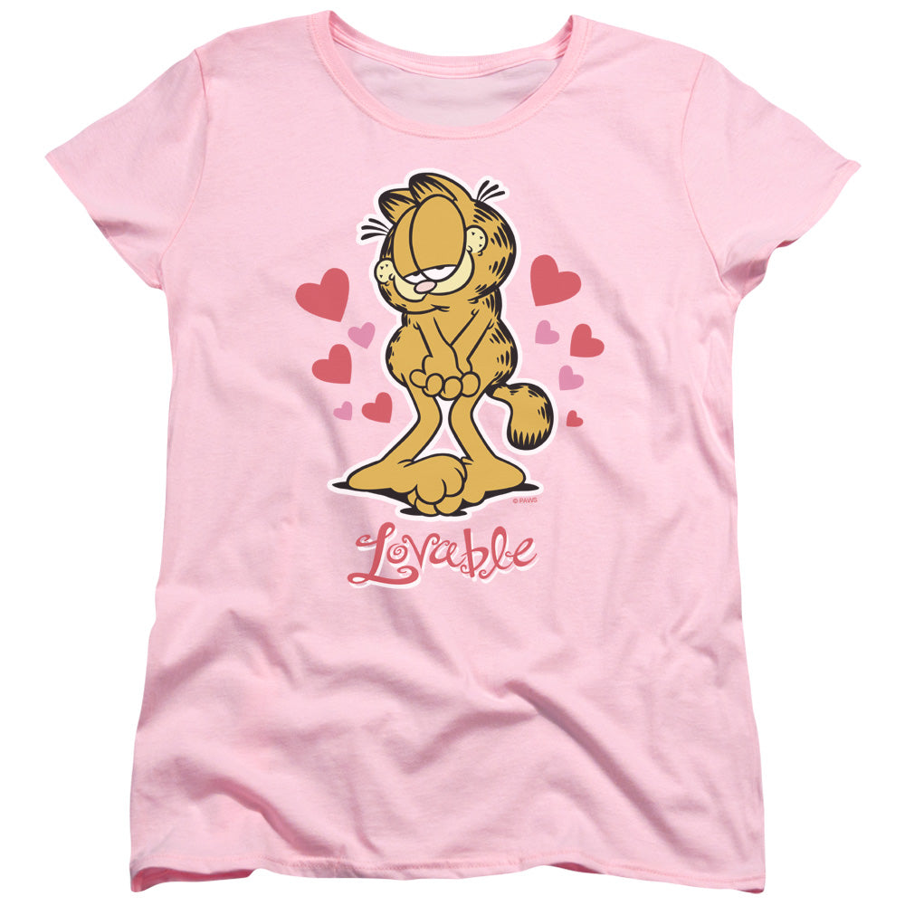 AN OFFCIALLY LICENSED GARFIELD LOVABLE WOMEN'S REGULAR FIT T-SHIRT PINK