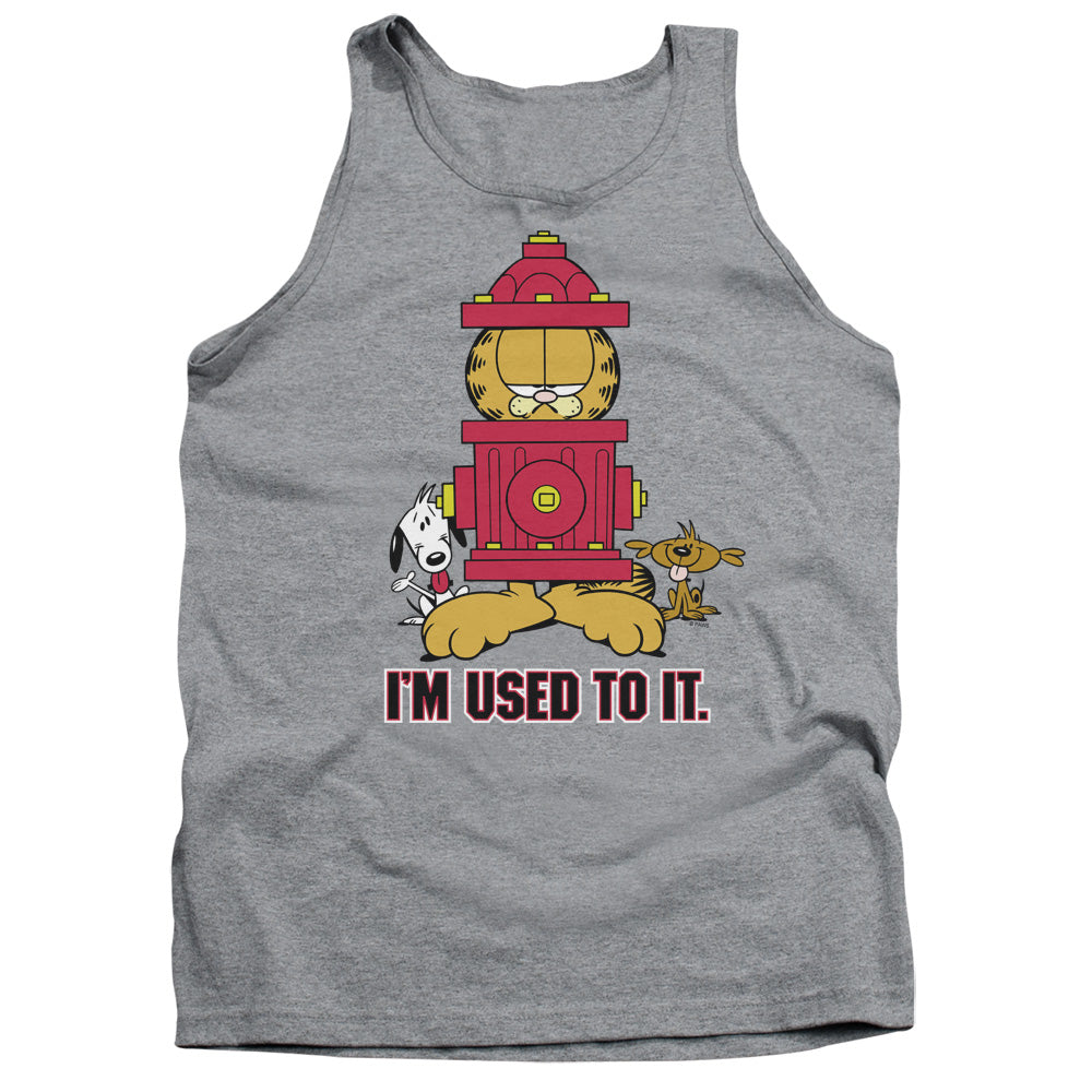 AN OFFCIALLY LICENSED GARFIELD IM USED TO IT ADULT UNISEX TANK TOP ATHLETIC HEATHER