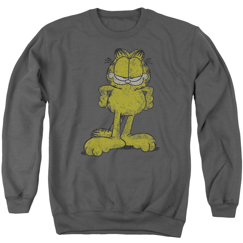 AN OFFCIALLY LICENSED GARFIELD BIG OL CAT ADULT UNISEX CREWNECK SWEATSHIRT CHARCOAL