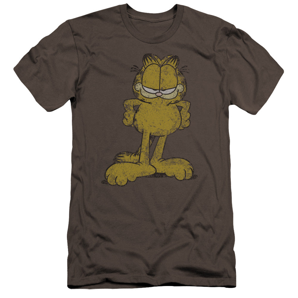 AN OFFCIALLY LICENSED GARFIELD BIG OL CAT MEN'S PREMIUM SLIM FIT T-SHIRT CHARCOAL