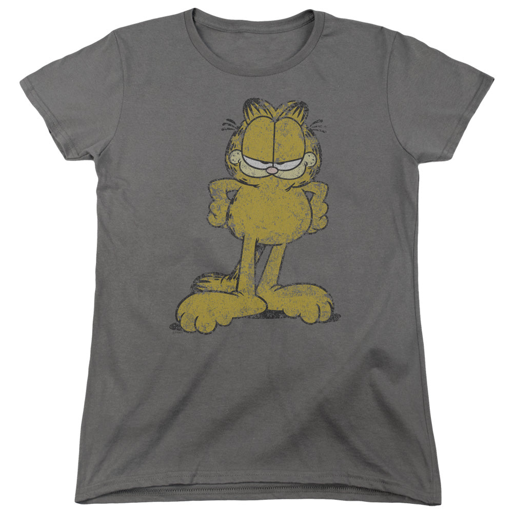 AN OFFCIALLY LICENSED GARFIELD BIG OL CAT WOMEN'S REGULAR FIT T-SHIRT CHARCOAL