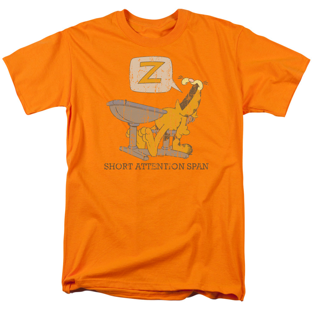 AN OFFCIALLY LICENSED GARFIELD ATTENTION SPAN MEN'S REGULAR FIT T-SHIRT ORANGE