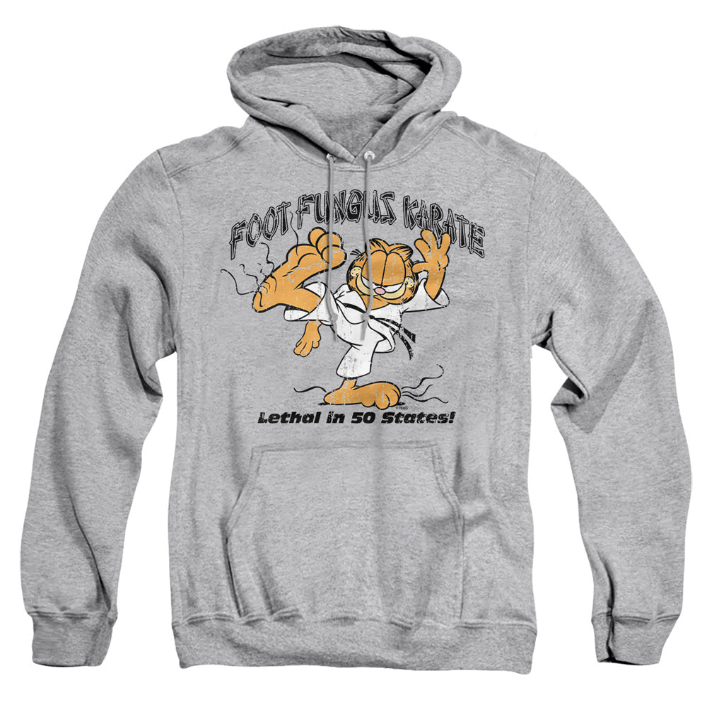 AN OFFCIALLY LICENSED GARFIELD FOOT FUNGUS KARATE ADULT UNISEX PULLOVER HOODIE ATHLETIC HEATHER