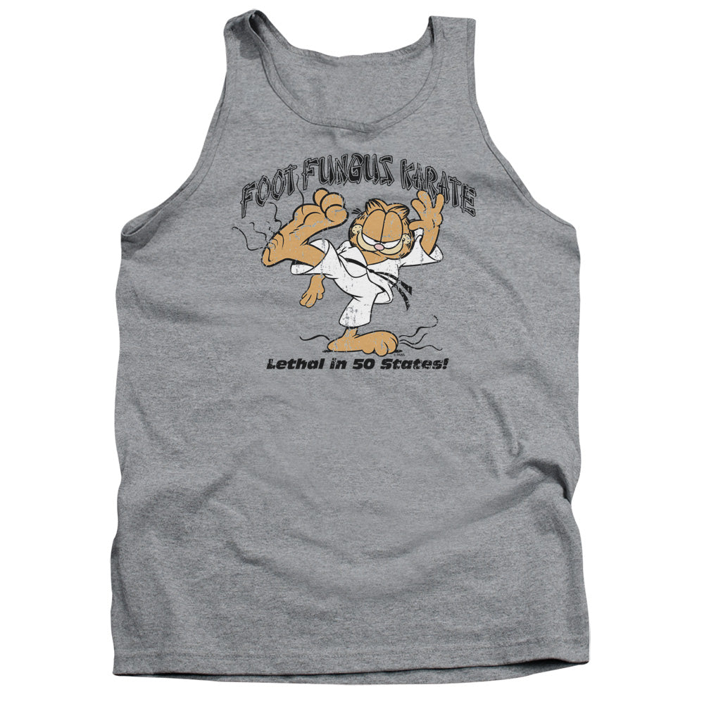 AN OFFCIALLY LICENSED GARFIELD FOOT FUNGUS KARATE ADULT UNISEX TANK TOP ATHLETIC HEATHER